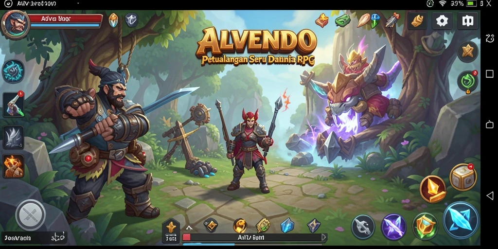 Screenshot menunjukkan gameplay RPG mendalam dan grafik menawan.