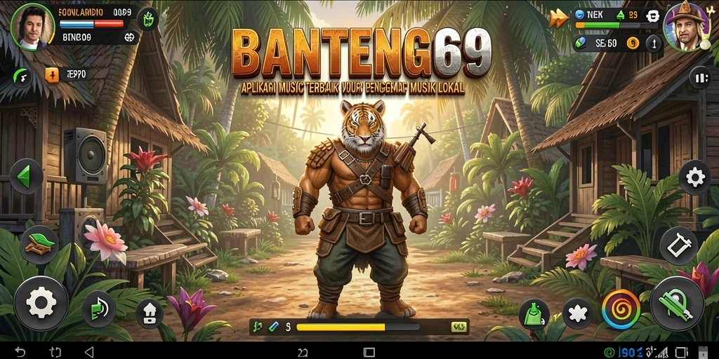 Tampilan gameplay BANTENG69 dengan fitur musik interaktif yang seru.