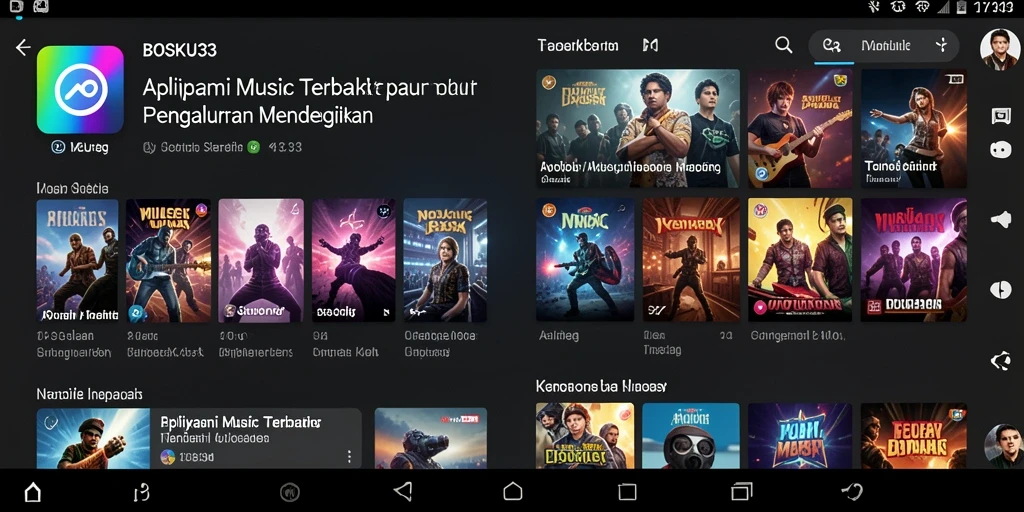 Screenshot utama BOSKU33 menampilkan antarmuka aplikasi musik yang menarik.