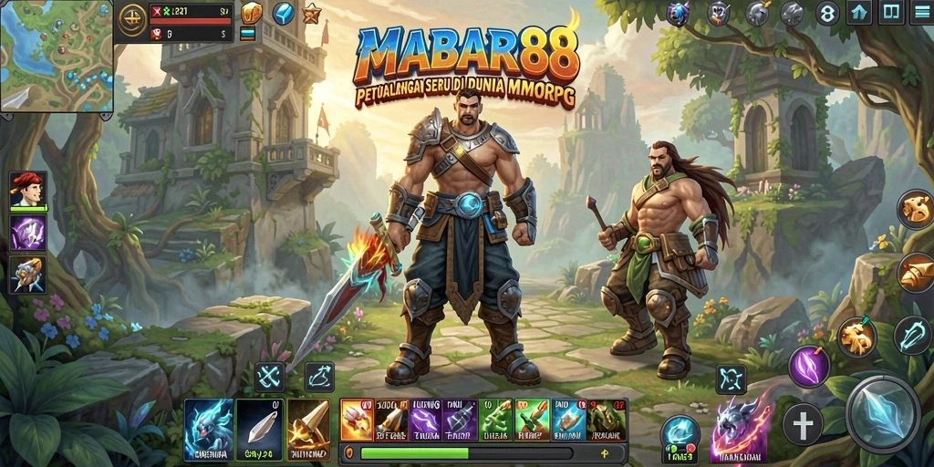 Tampilan gameplay MABAR88 yang epik di dunia MMORPG.