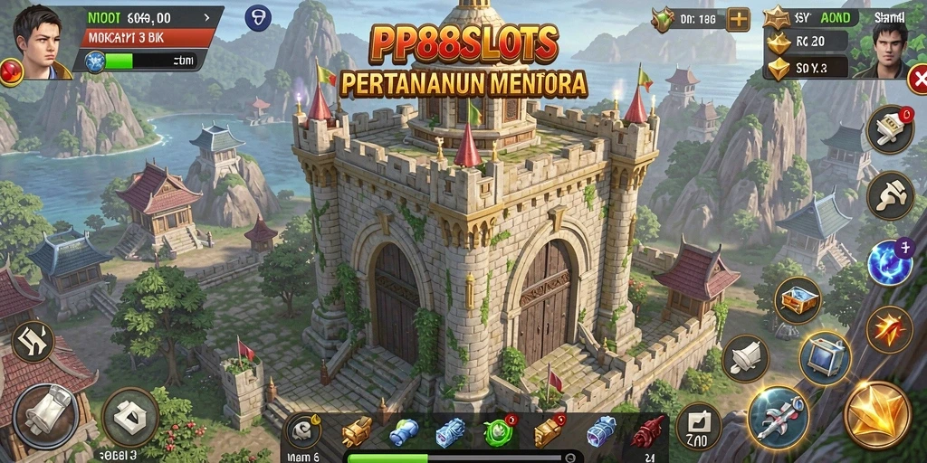 Tampilan gameplay menara pertahanan dalam PP88SLOTS yang menegangkan.
