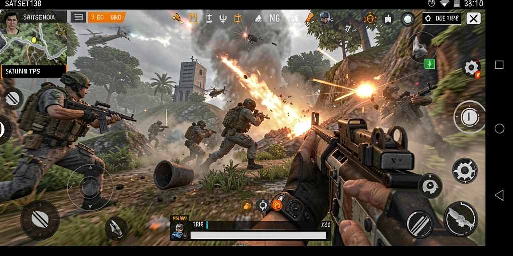 Tangkapan layar gameplay <strong>SATSET138</strong> menampilkan aksi tembak-menembak yang mendebarkan.