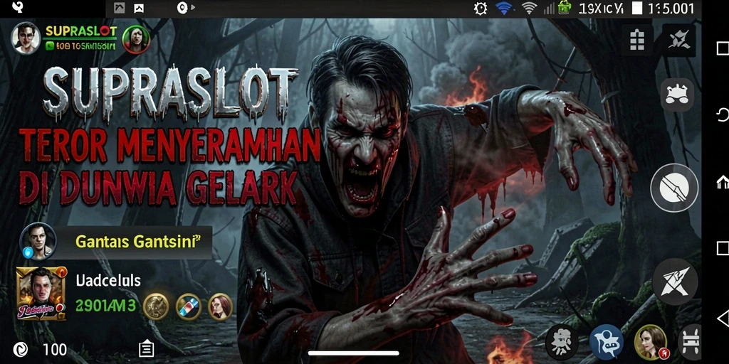 Tangkapan layar gameplay SUPRASLOT menampilkan suasana menakutkan yang mengintimidasi.